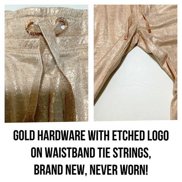 NWOT, KARL LAGERFELD PARIS, Matching Champagne Metallic Jogger Suit Set. - Picture 8 of 10